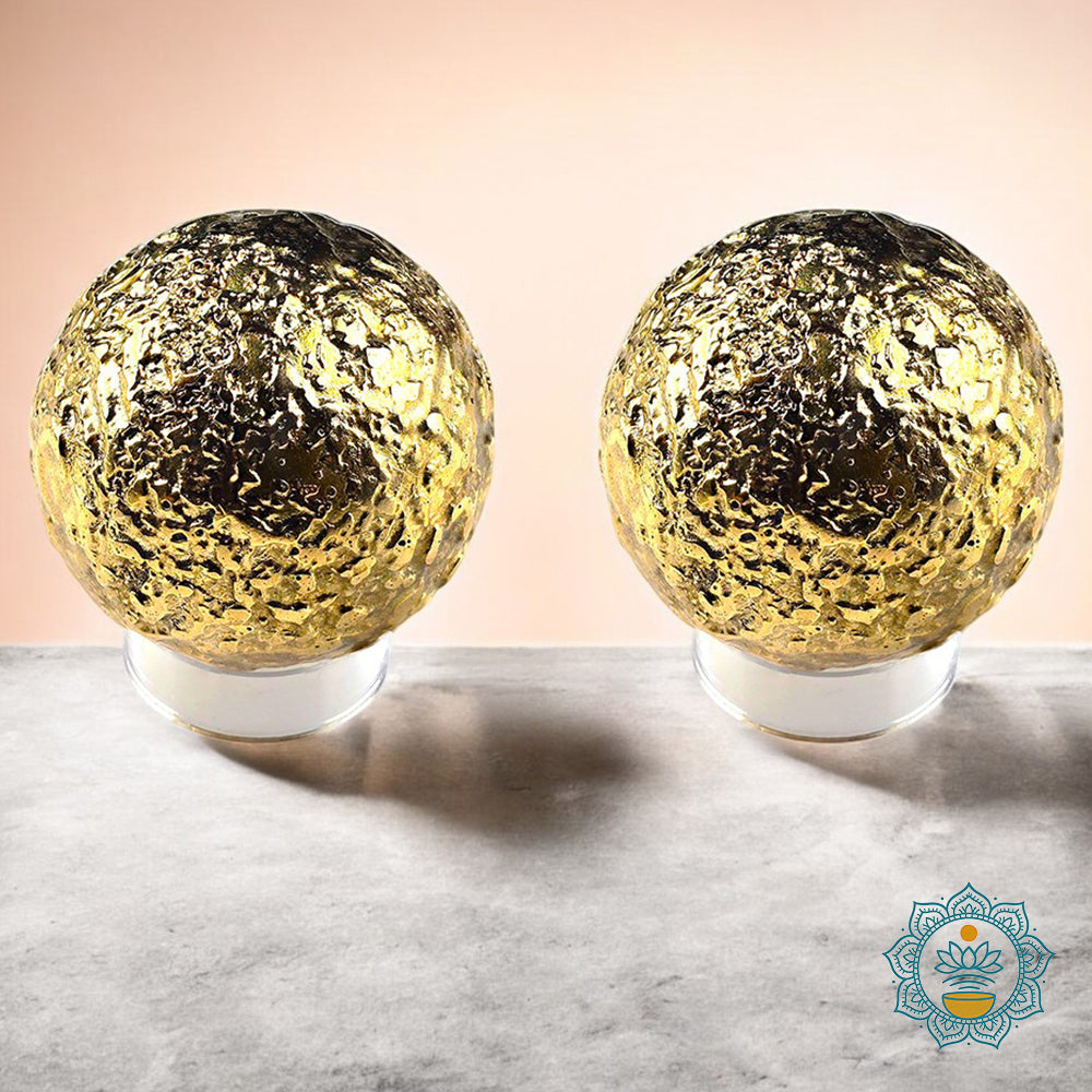 2 Brass Bliss Balls – Meditation & Sound Healing Chime with Complimentary Stands (Acrylic v.1)