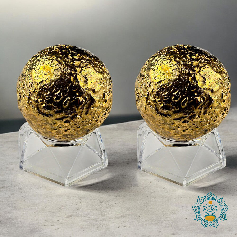 2 Brass Bliss Balls – Meditation & Sound Healing Chime with Complimentary Stands (Acrylic v.2)