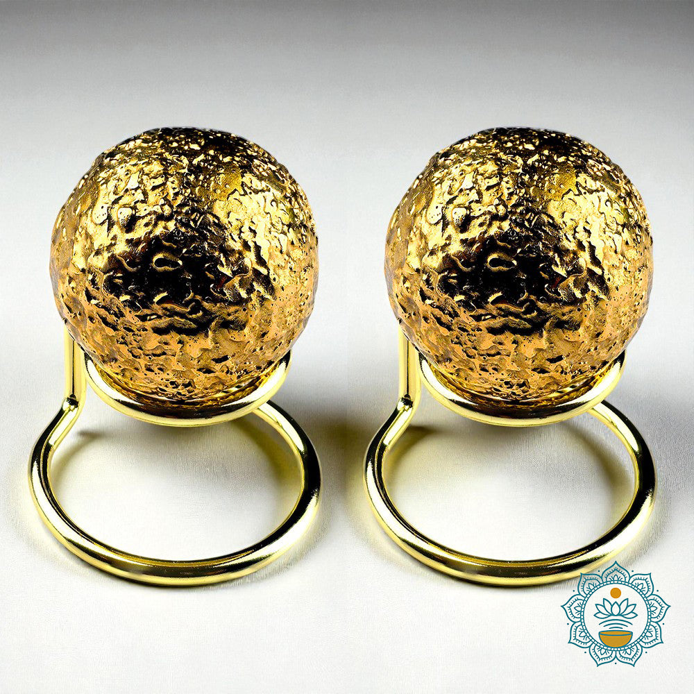 2 Brass Bliss Balls – Meditation & Sound Healing Chime with Premium Stands (Metal v.1)